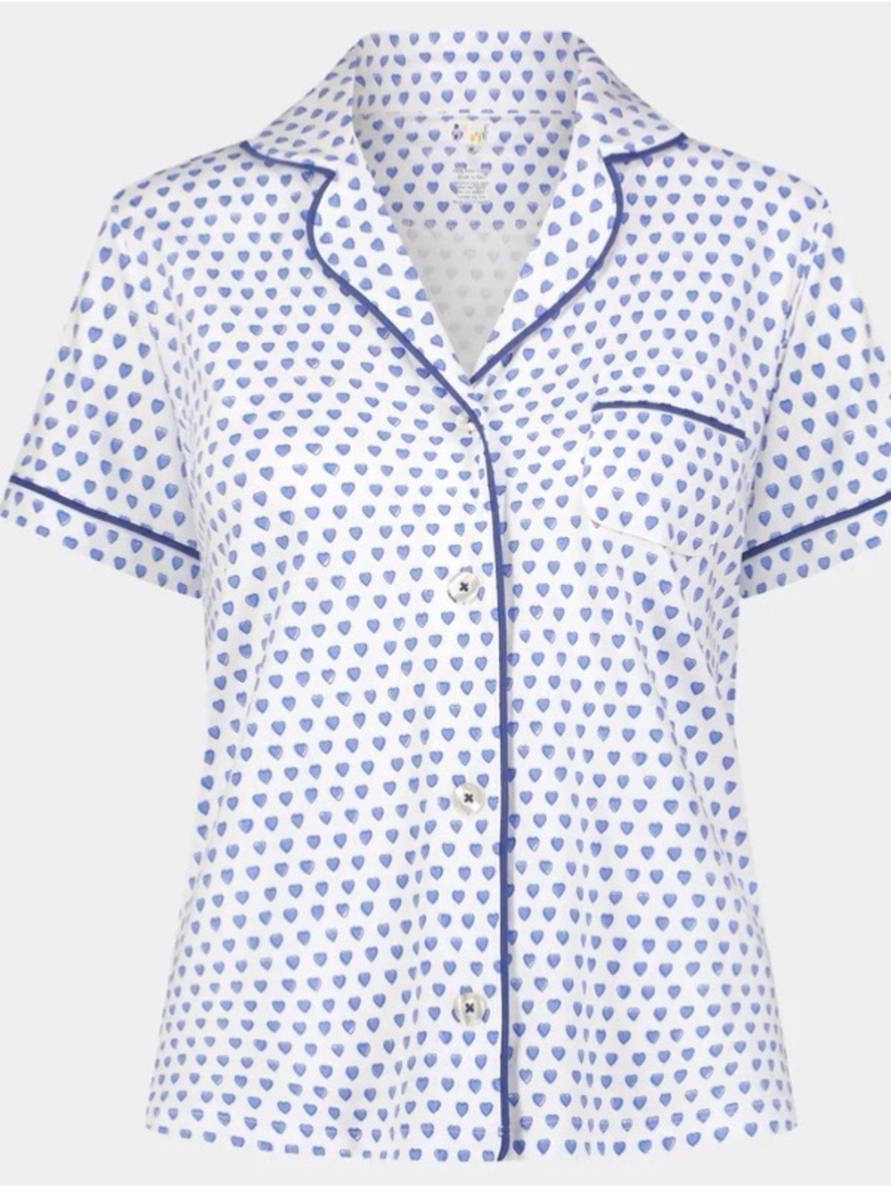 Roller Rabbit Hearts Polo Pajama TOP in Blue - SMALL
